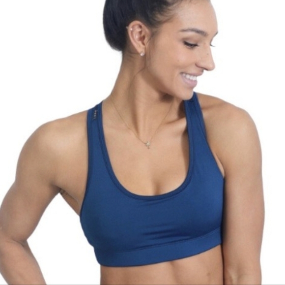 ZYIA Womens Navy Racerback Bomber Sports Bra With Lace Back Detail Size XXL - Picture 10 of 11